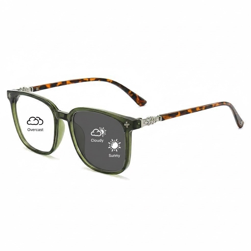 Lyrasses Photochromic Square Glasses 1.0 Available in Black/ Tortoiseshell Green/ Tortoiseshell Brown/ White/ Grey