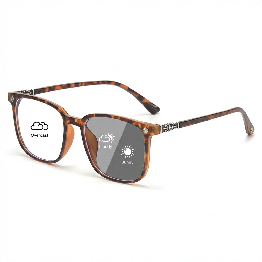 Lyrasses Photochromic Square Glasses 1.0 Available in Black/ Tortoiseshell Green/ Tortoiseshell Brown/ White/ Grey